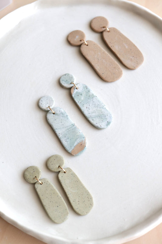 Solitude handmade ceramic stoneware earrings inspired by Western Australia's Ningaloo coast