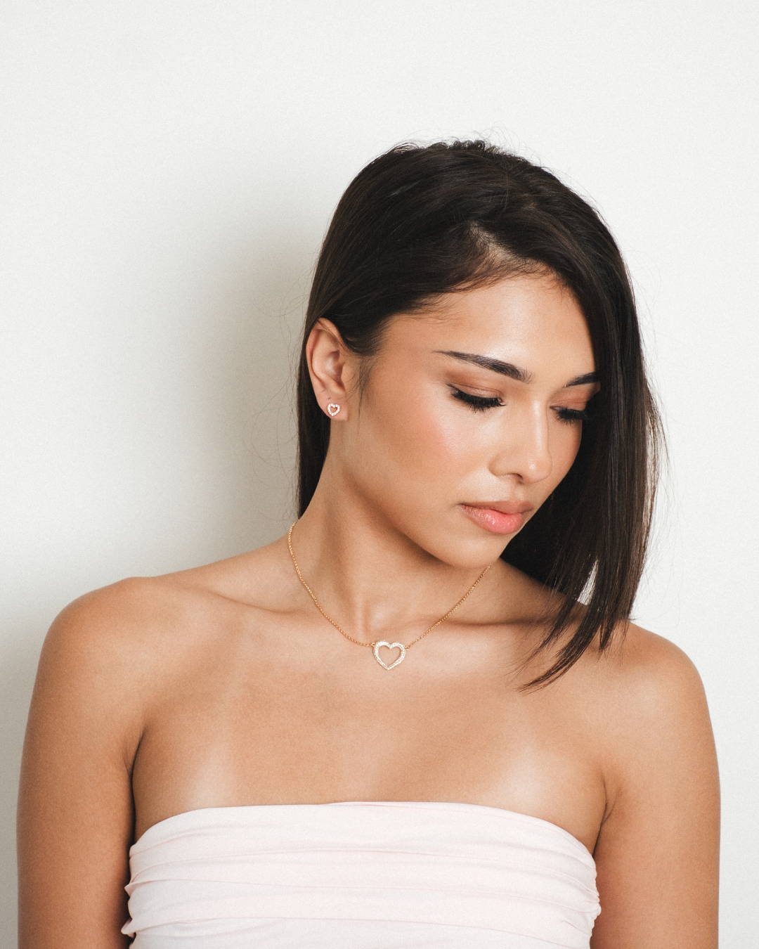 Madeline ‘I Love You’ Necklace & Crystal Stud Earrings in Gold