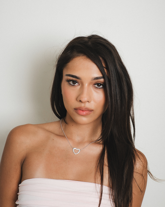 Madeline ‘I Love You’ Necklace & Crystal Stud Earrings in Silver