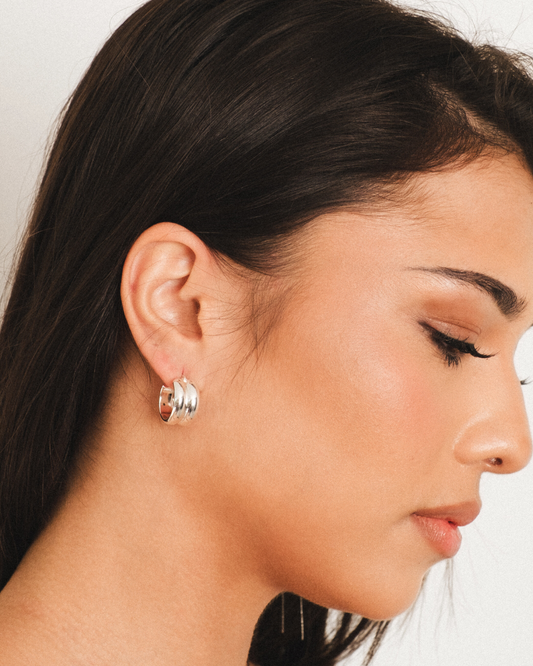 Billie Double Hoop Earrings in Silver