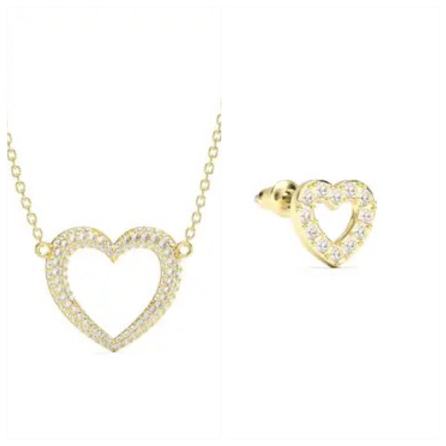 Madeline ‘I Love You’ Necklace & Crystal Stud Earrings in Gold